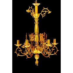 CRY48328 Πολυέλαιος Χυτός Λείος Αγιορ/κος 6φ (λουλούδι)