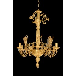 CRY48341 Πολυέλαιος Χυτός Λείος 6Φ Ρώσικος (λουλούδι)