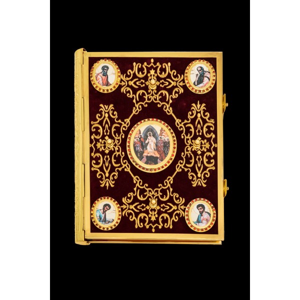 G18588 Ευαγγέλιο Βελούδο Χρυσοκ/το Σταυρό Εικόνα